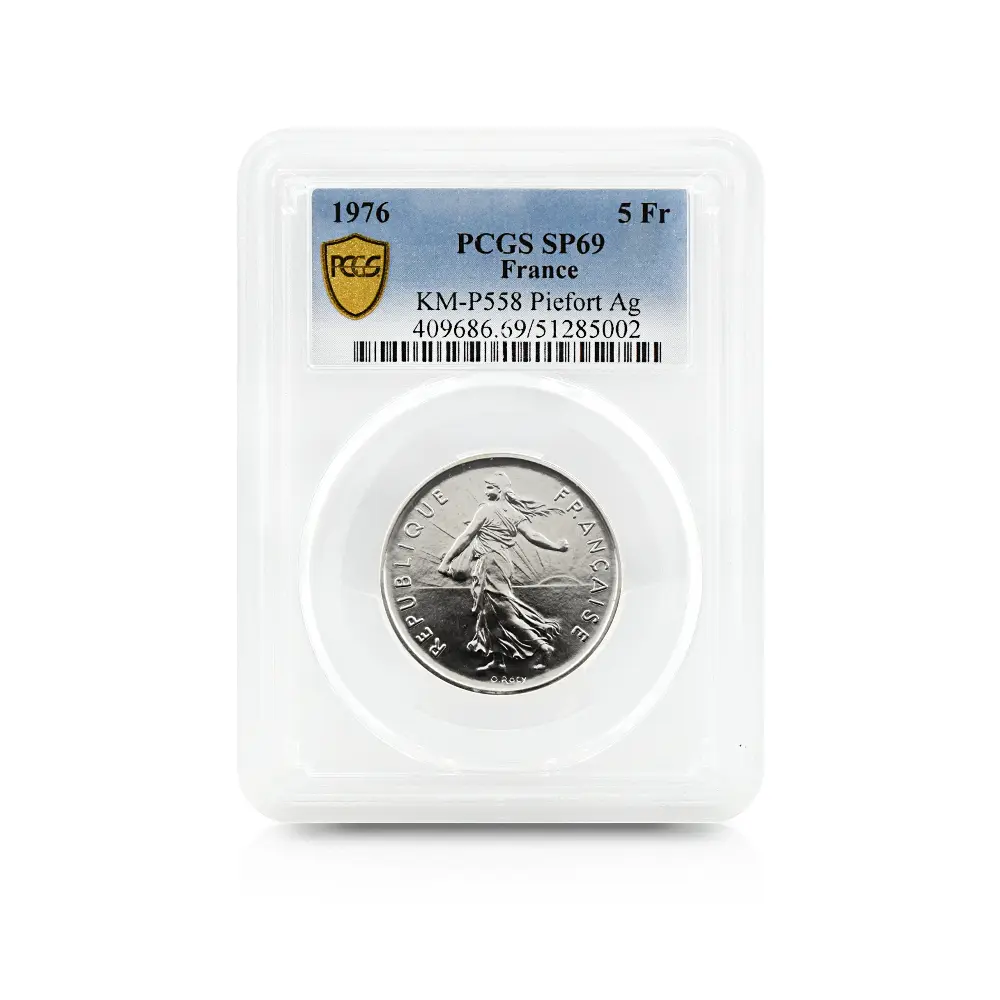 モダンコイン4：7003 フランス 1976 種をまく女神 5フランピエフォー銀貨 PCGS SP69 KM-P558
