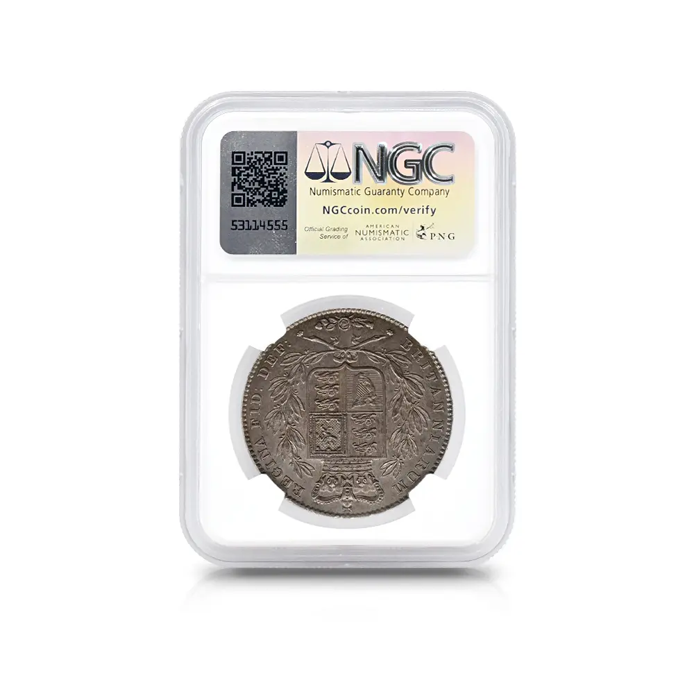 アンティークコイン5:7002 イギリス 1844 ヴィクトリア女王 クラウン銀貨 8ポイントスターエッジストップ NGC MS61