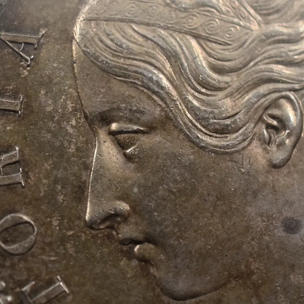 アンティークコイン7:7002 イギリス 1844 ヴィクトリア女王 クラウン銀貨 8ポイントスターエッジストップ NGC MS61