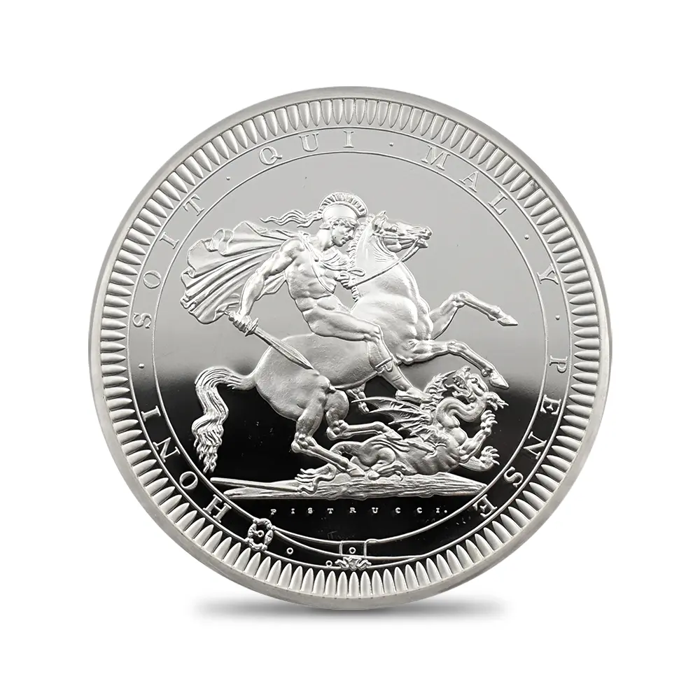 モダンコイン2：7001 イギリス 2024 チャールズ3世 ピストルッチ作聖ジョージ竜退治 10ポンド5オンス銀貨 NGC PF69UC チャールズ3世ラベル 箱付き