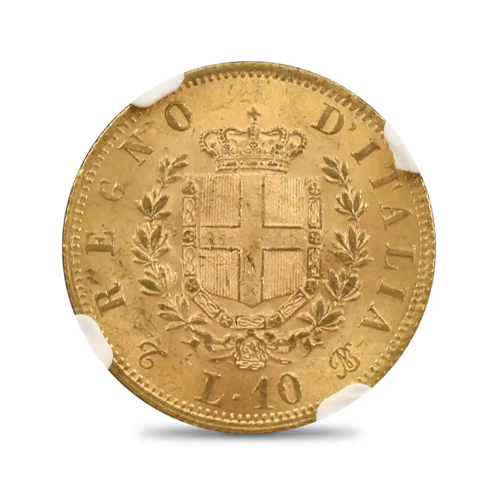 アンティークコイン3：7007 イタリア 1863T ヴィットリオ・エマヌエーレ2世 10リラ金貨 NGC MS63