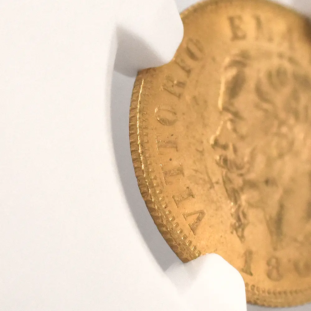 アンティークコイン14：7007 イタリア 1863T ヴィットリオ・エマヌエーレ2世 10リラ金貨 NGC MS63