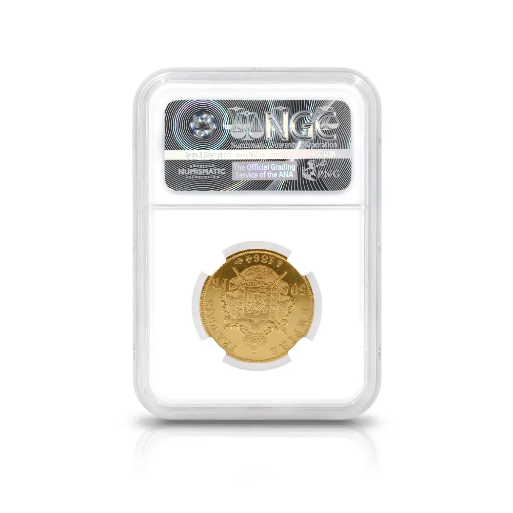 アンティークコイン5：7008 フランス 1864A ナポレオン3世 50フラン金貨 NGC AU58