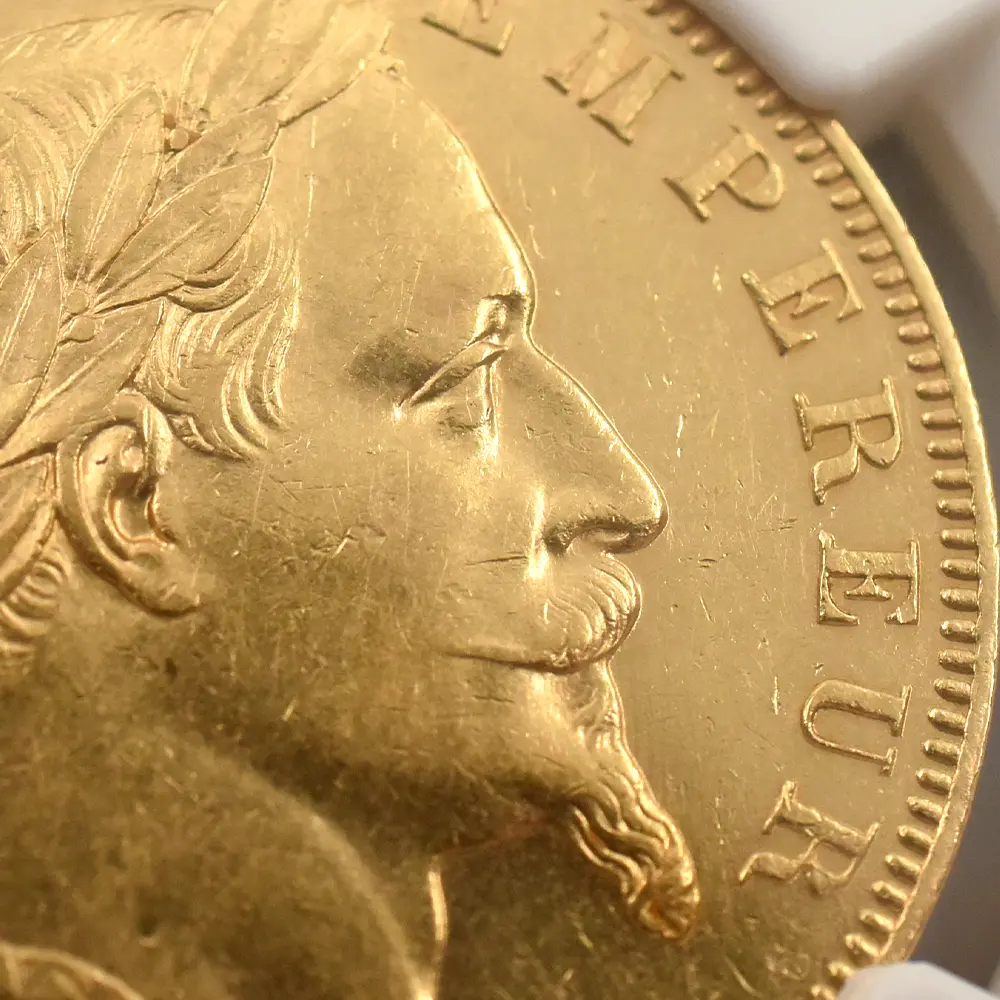 アンティークコイン7：7008 フランス 1864A ナポレオン3世 50フラン金貨 NGC AU58