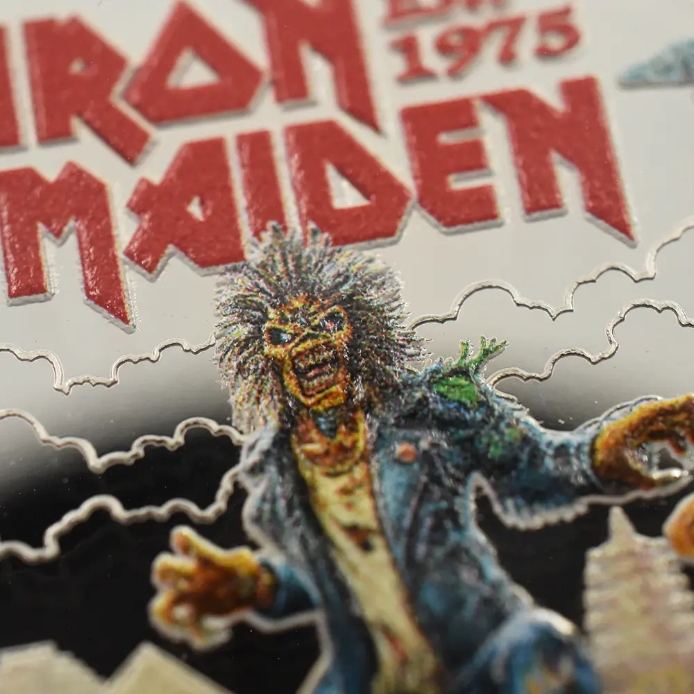 モダンコイン6:6983 【訳あり】イギリス 2025 チャールズ3世 ミュージックレジェンド第11弾 アイアン・メイデン 2ポンド1オンス カラープルーフ銀貨 未鑑定 箱付き