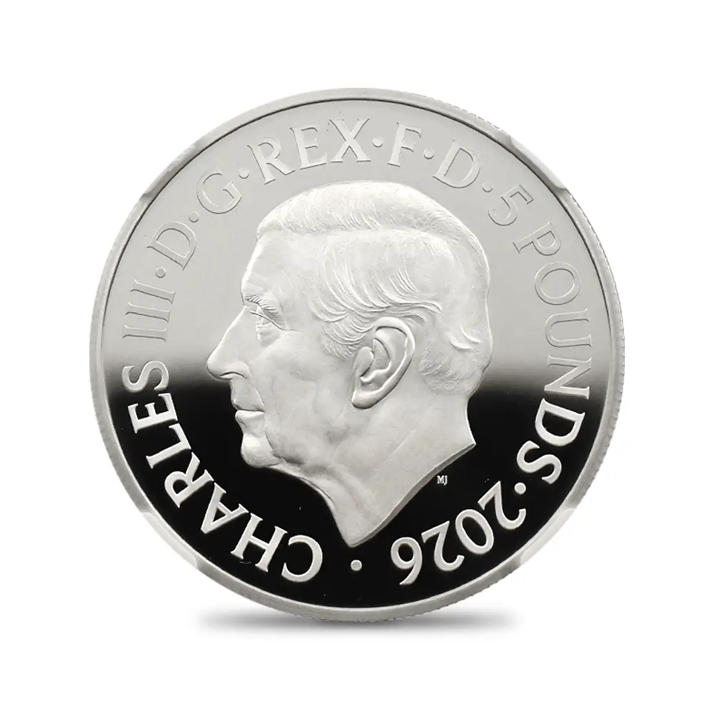 モダンコイン3：6969 イギリス 2026 チャールズ3世 エリザベス2世のコイン肖像シリーズ 第三弾 ミドルエリザベス 5ポンドプルーフ銀貨 発行即日鑑定品 NGC PF70UC 箱付き