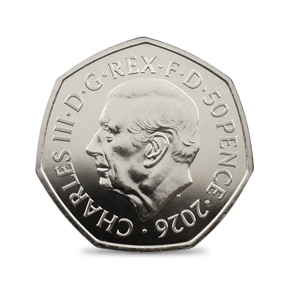 モダンコイン3：6876 イギリス 2026 チャールズ3世 くまのプーさん100周年記念 50ペンスBU白銅貨 未鑑定 パッケージ付き