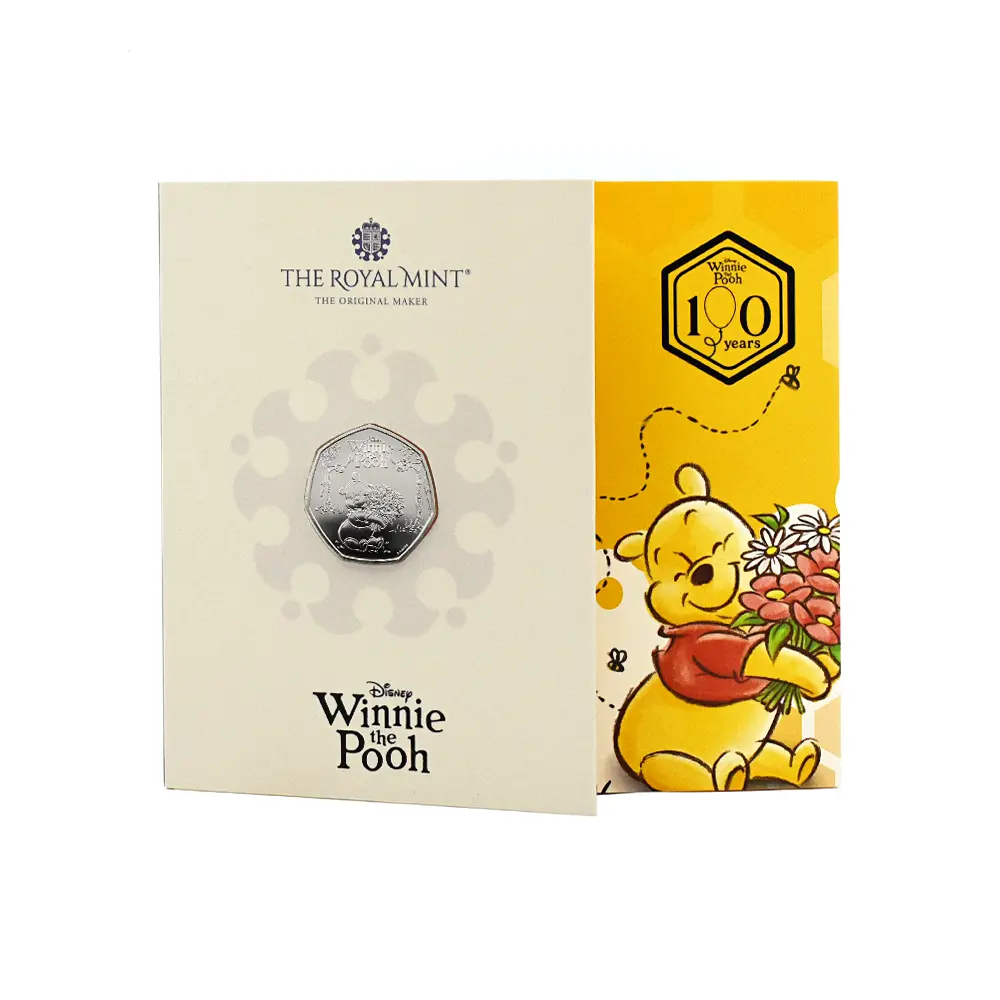 モダンコイン4：6876 イギリス 2026 チャールズ3世 くまのプーさん100周年記念 50ペンスBU白銅貨 未鑑定 パッケージ付き