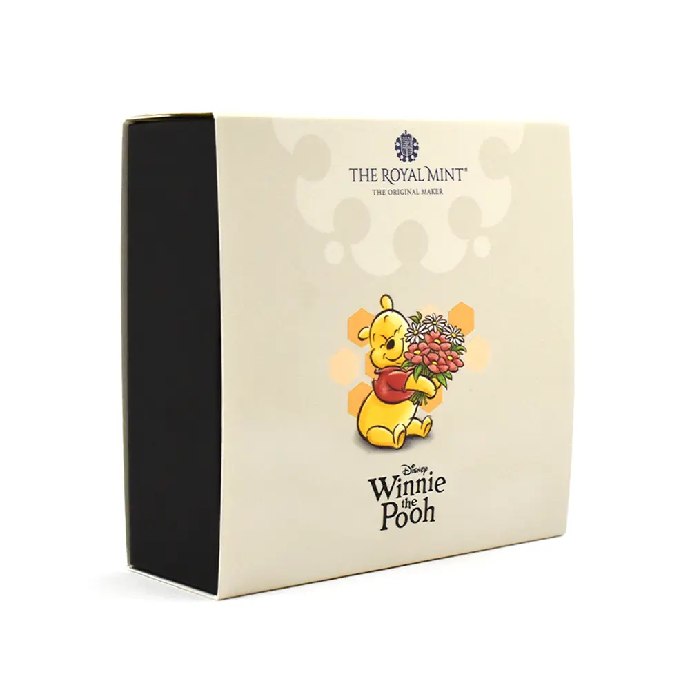 モダンコイン4：7010 【訳アリ】イギリス 2026 チャールズ3世 くまのプーさん100周年記念 50ペンスプルーフカラー銀貨 未鑑定 箱付き