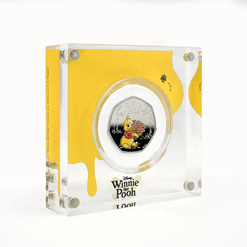 モダンコイン5：7010 【訳アリ】イギリス 2026 チャールズ3世 くまのプーさん100周年記念 50ペンスプルーフカラー銀貨 未鑑定 箱付き