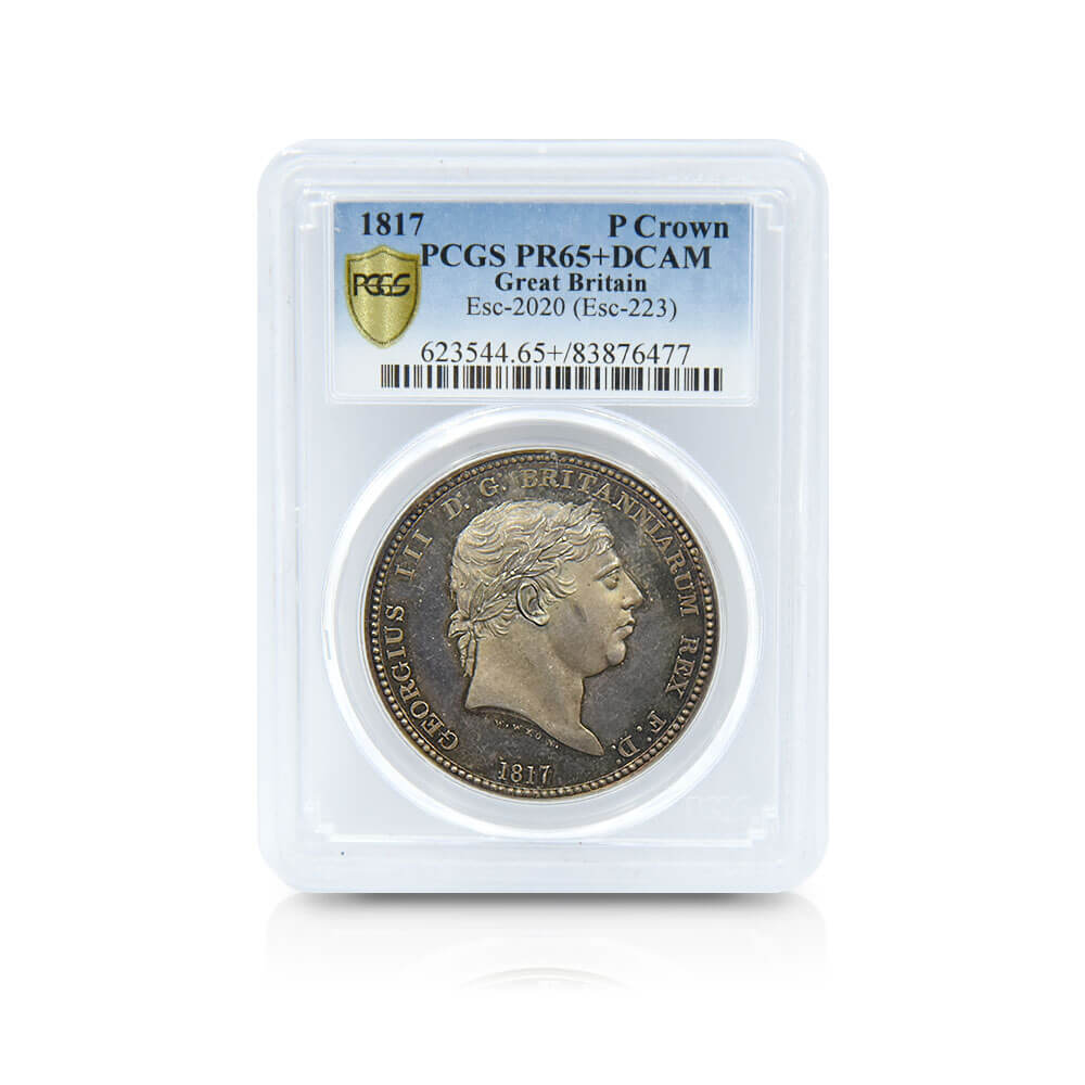 アンティークコイン4：180 1817 ジョージ3世 スリーグレーセス クラウンパターン銀貨 PCGS PR65＋DC【R2】【世界最高鑑定】