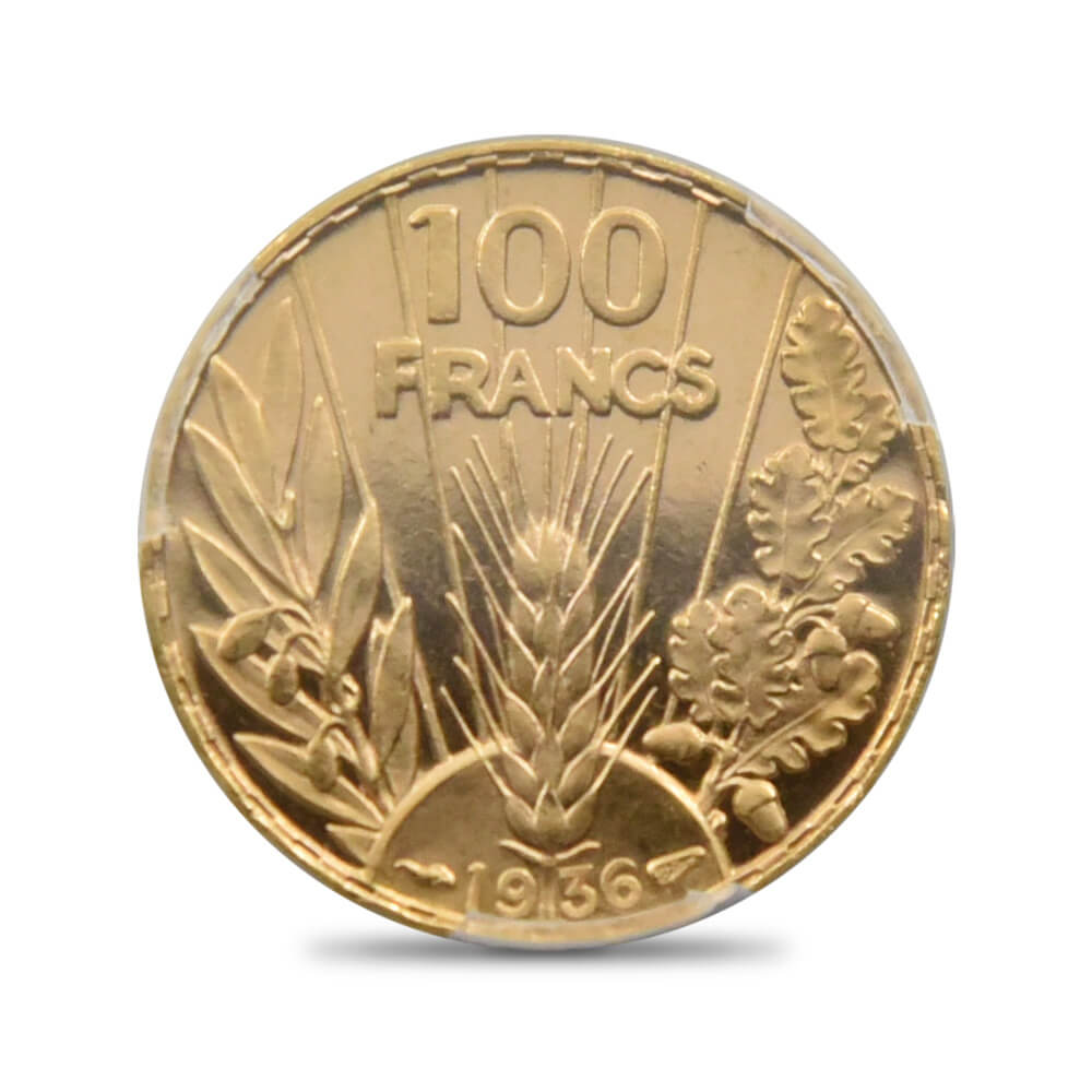 アンティークコイン3：2796 フランス 1936 第三共和政 ウィングヘッド 100フラン金貨 PCGS PR64CA Gad-1148