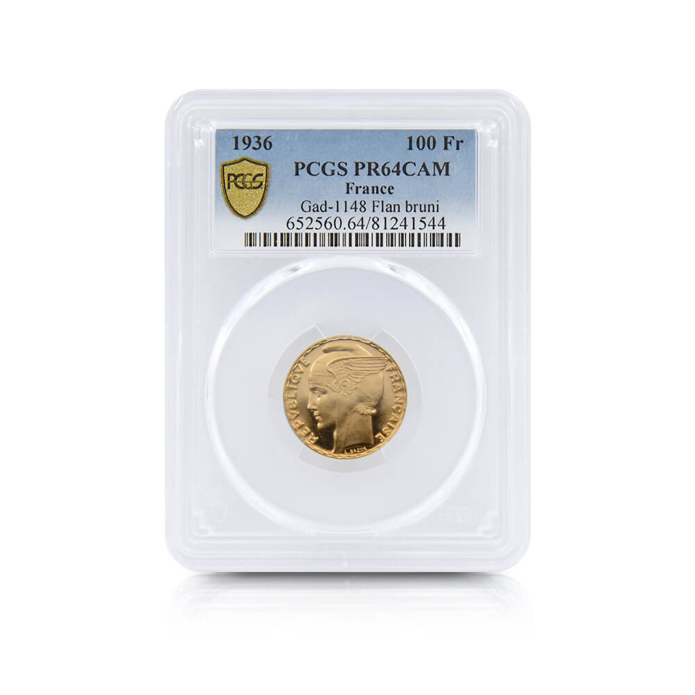 アンティークコイン4：2796 フランス 1936 第三共和政 ウィングヘッド 100フラン金貨 PCGS PR64CA Gad-1148