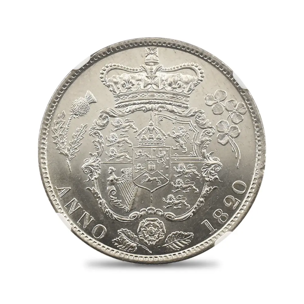 アンティークコイン3：7016 イギリス 1820 ジョージ4世 1/2クラウン銀貨 NGC MS61