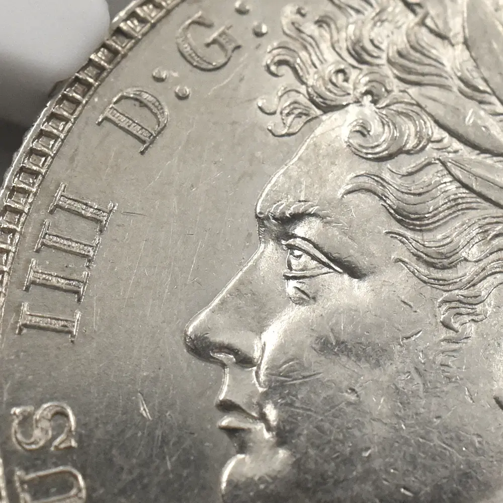 アンティークコイン7：7016 イギリス 1820 ジョージ4世 1/2クラウン銀貨 NGC MS61