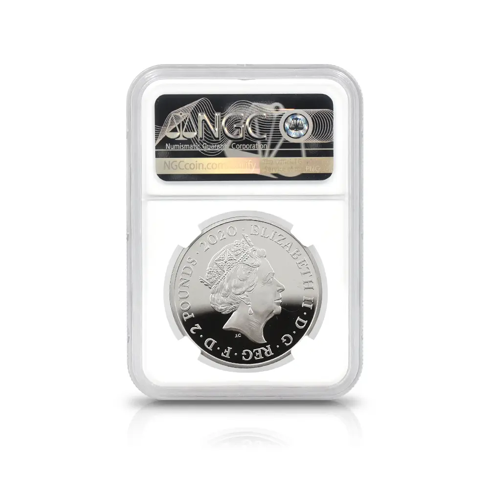 モダンコイン5：7017 イギリス 2020 エリザベス2世 ミュージックレジェンド デヴィッド・ボウイ 2ポンド1オンスカラー銀貨 ファーストリリース NGC PF70UC エリザベス2世ラベル 箱付き