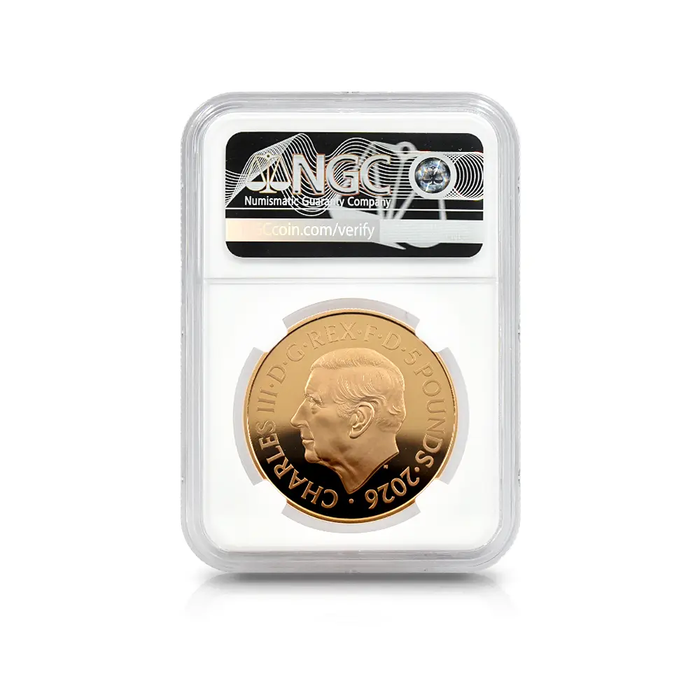 モダンコイン5：7015 イギリス 2026 チャールズ3世 エリザベス2世のコイン肖像シリーズ 第一弾 ヤングヤングエリザベス 5ポンド金貨 NGC PF70UC 箱付き