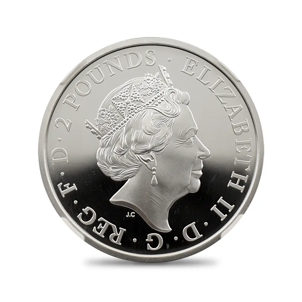 モダンコイン3：7021 イギリス 2021 エリザベス2世 クイーンズビースト コンプリーター 英国王室の十大守護獣 2ポンド1オンス銀貨 NGC PF69UC 箱付き