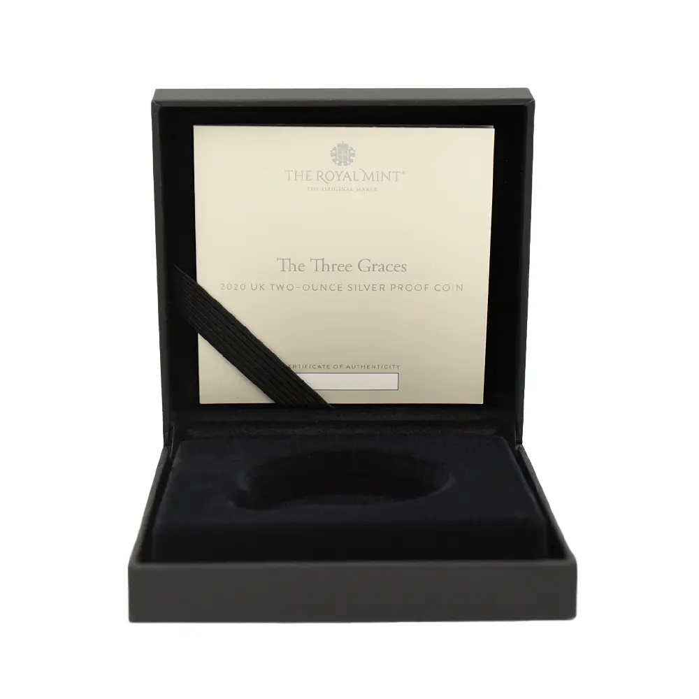 モダンコイン8:7025 イギリス 2020 エリザベス2世 スリーグレーセス 5ポンド2オンス銀貨 NGC PF70UC 箱付き