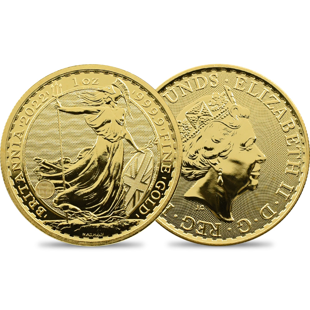 地金型s1：1651 2022 エリザベス2世 ブリタニア 100ポンド1オンス地金型金貨【ご予約承り品】