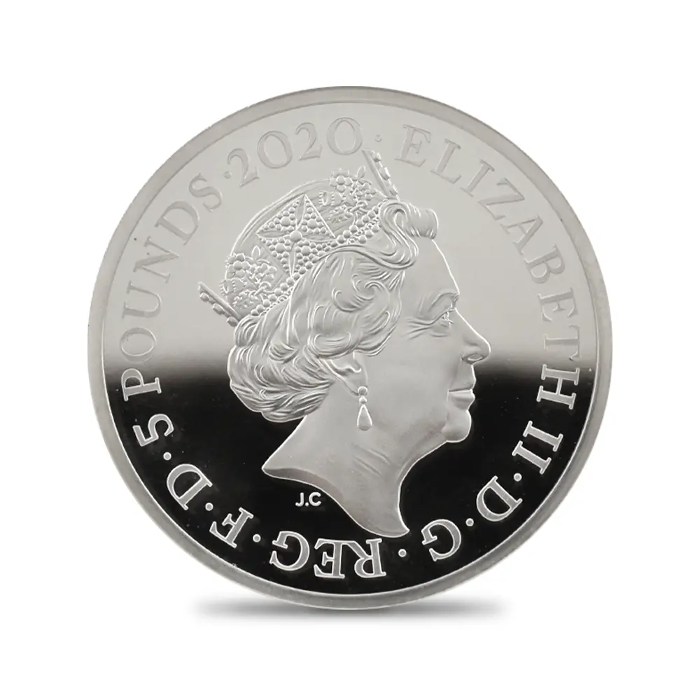 モダンコイン3：7027 イギリス 2020 エリザベス2世 スリーグレーセス 5ポンド2オンス銀貨 ファーストリリース NGC PF70UC  エリザベス2世ラベル