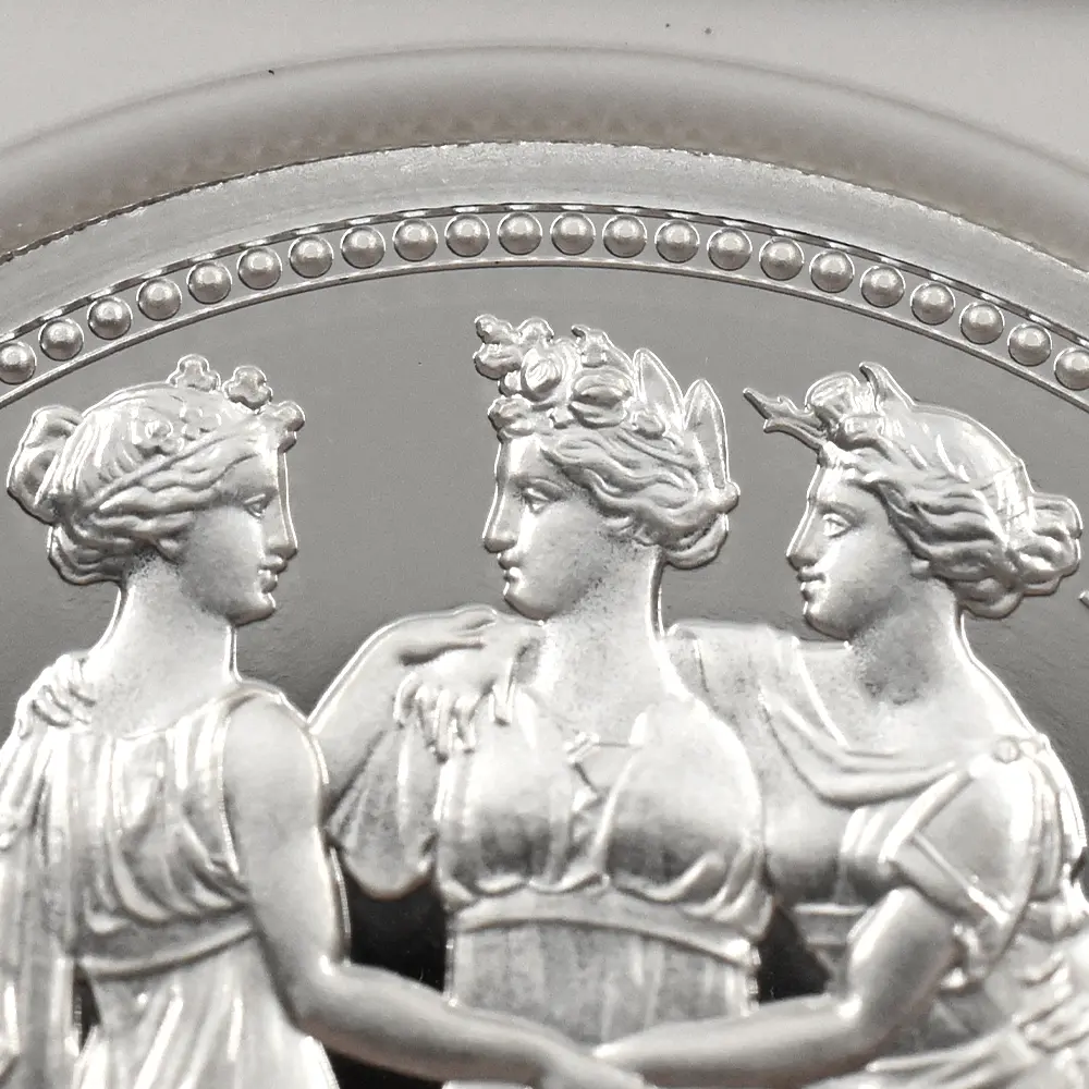 モダンコイン7：7027 イギリス 2020 エリザベス2世 スリーグレーセス 5ポンド2オンス銀貨 ファーストリリース NGC PF70UC  エリザベス2世ラベル