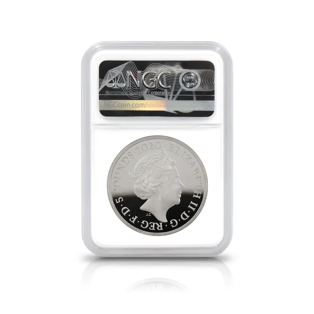 モダンコイン5:7028 イギリス 2020 エリザベス2世 スリーグレーセス 5ポンド2オンス銀貨 ファーストリリース NGC PF70UC