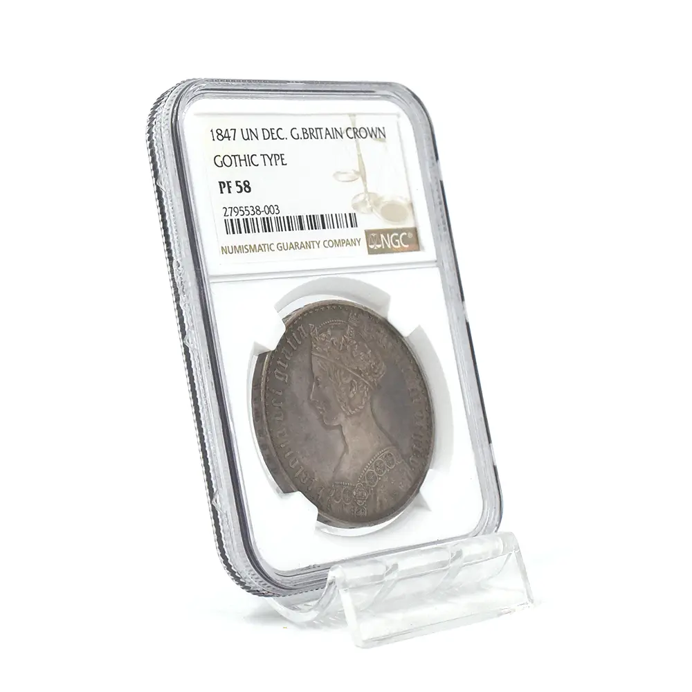 アンティークコイン6：5734 1847 ヴィクトリア女王 ゴチッククラウン銀貨 アンデシモエッジ NGC PF58