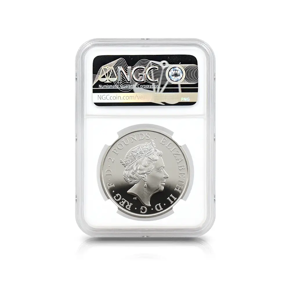 モダンコイン5：7034 イギリス 2021 エリザベス2世 クイーンズビースト コンプリーター 英国王室の十大守護獣 2ポンド1オンス銀貨 NGC PF69UC 箱付き