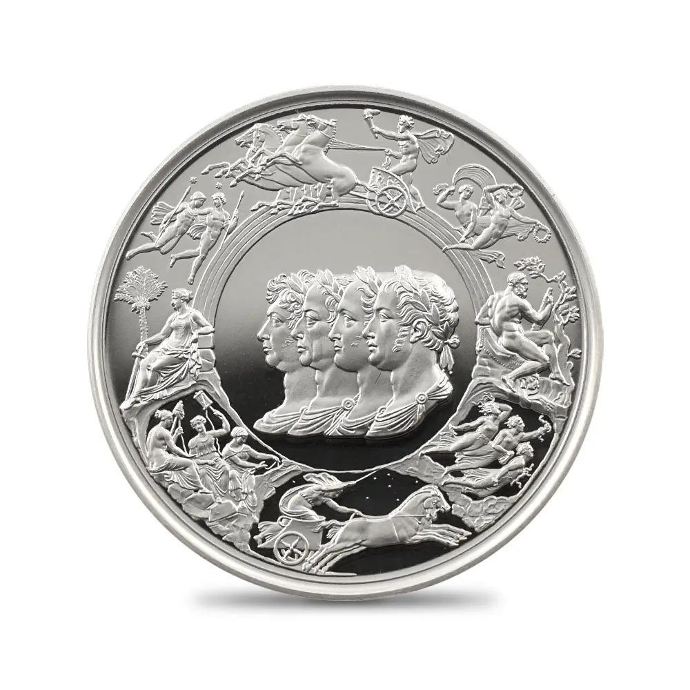 モダンコイン2：7033 イギリス 2024 チャールズ3世 ワーテルロー・メダル - 連合国代表 5ポンド2オンス銀貨 発行即日鑑定品 NGC PF70UC