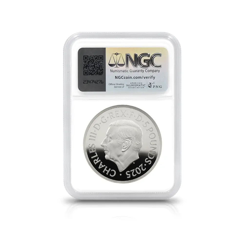 モダンコイン5：5738 2025 チャールズ3世 ワーテルロー・メダル - 勝利 5ポンド2オンス銀貨 ファーストリリース  NGC PF70UC 箱付き