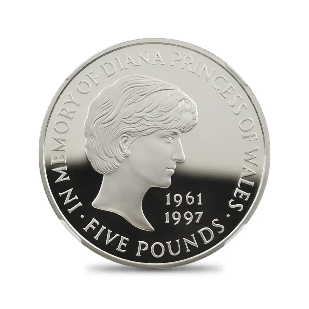モダンコイン2:7048 イギリス 1999 エリザベス2世 ダイアナ妃追悼記念 5ポンド銀貨 NGC PF69UC 箱付き