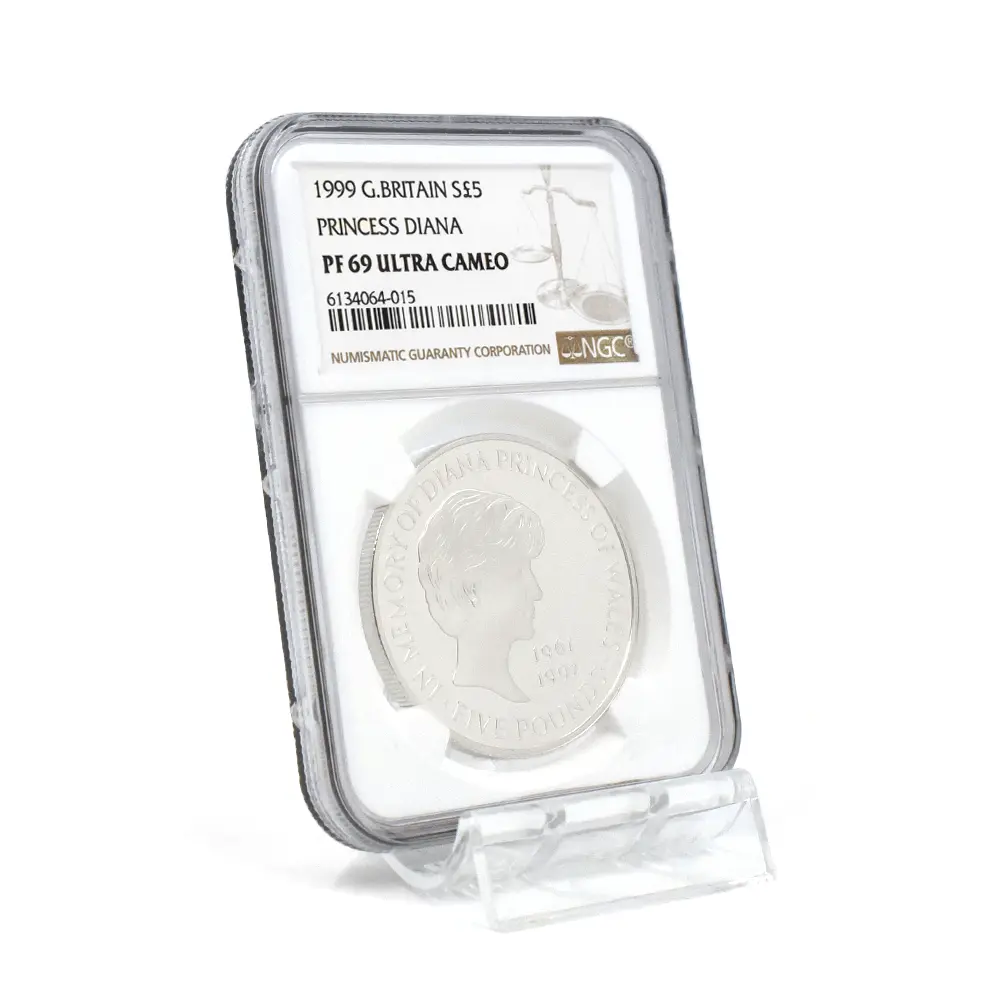 モダンコイン6:7048 イギリス 1999 エリザベス2世 ダイアナ妃追悼記念 5ポンド銀貨 NGC PF69UC 箱付き