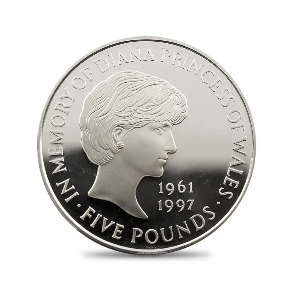 モダンコイン2：7058 イギリス 1999 エリザベス2世 ダイアナ妃追悼記念 5ポンド銀貨 PCGS PR69DC S-L6 箱付き