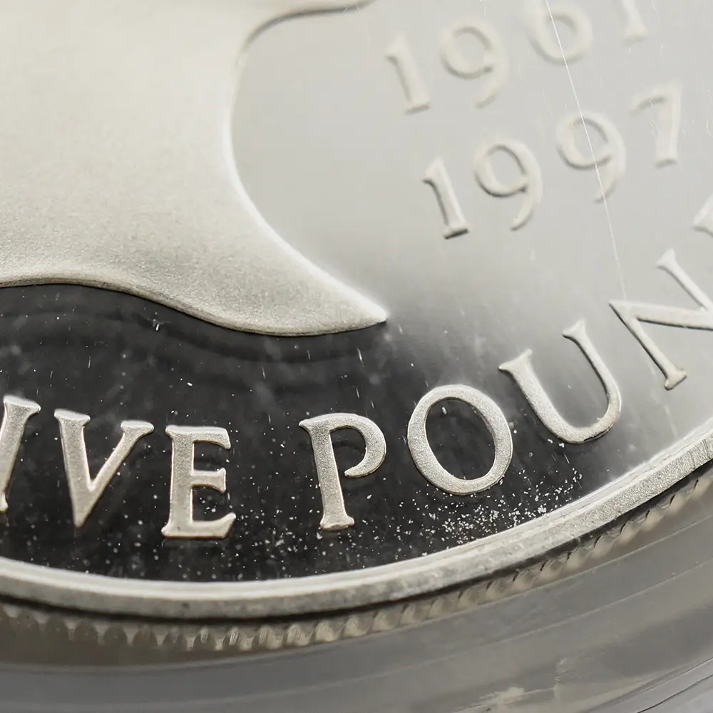 モダンコイン11：7058 イギリス 1999 エリザベス2世 ダイアナ妃追悼記念 5ポンド銀貨 PCGS PR69DC S-L6 箱付き