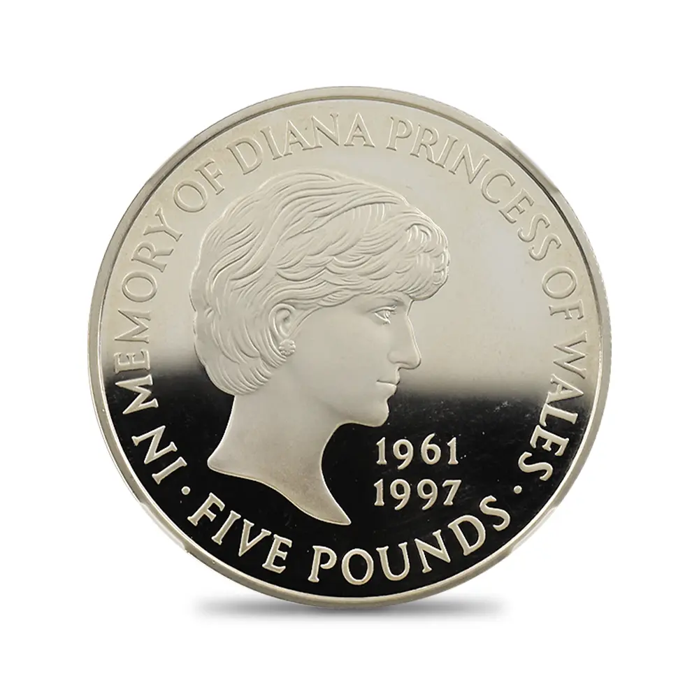 モダンコイン2：7050 イギリス 1999 エリザベス2世 ダイアナ妃追悼記念 5ポンド銀貨 NGC PF69UC