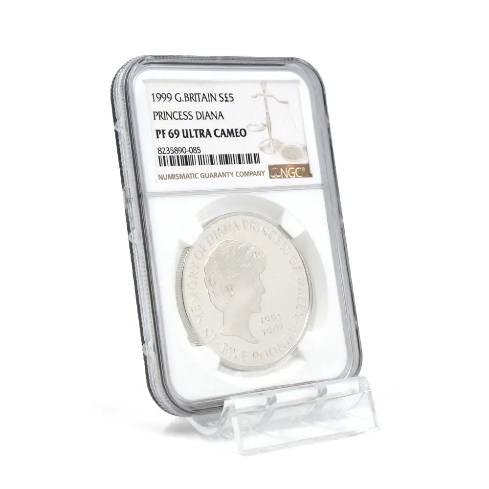 モダンコイン6：7052 イギリス 1999 エリザベス2世 ダイアナ妃追悼記念 5ポンド銀貨 NGC PF69UC