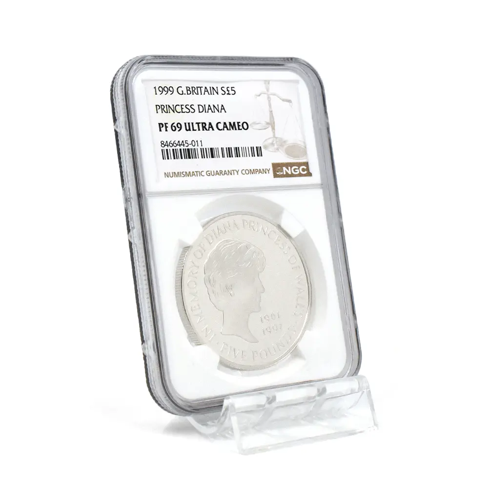 モダンコイン6：7053 イギリス 1999 エリザベス2世 ダイアナ妃追悼記念 5ポンド銀貨 NGC PF69UC