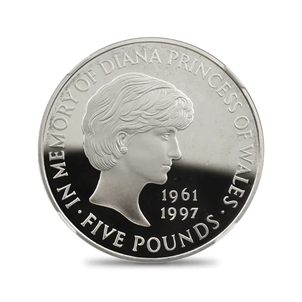 モダンコイン2：7054 イギリス 1999 エリザベス2世 ダイアナ妃追悼記念 5ポンド銀貨 NGC PF69UC