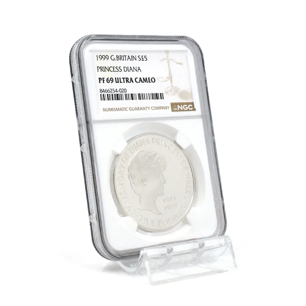 モダンコイン6：7055 イギリス 1999 エリザベス2世 ダイアナ妃追悼記念 5ポンド銀貨 NGC PF69UC