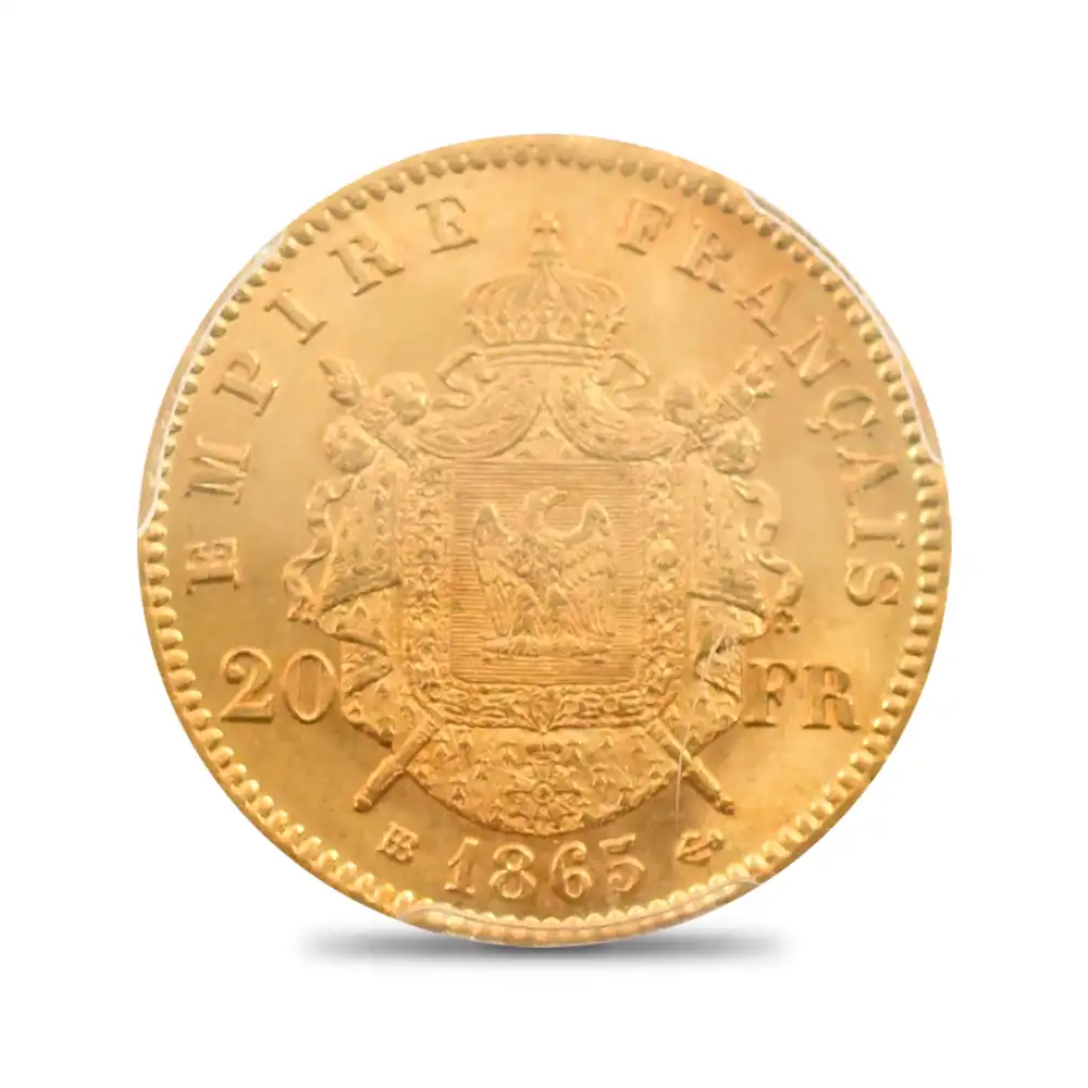 アンティークコイン2：4358 フランス 1865BB ナポレオン3世 20フラン金貨 PCGS MS64