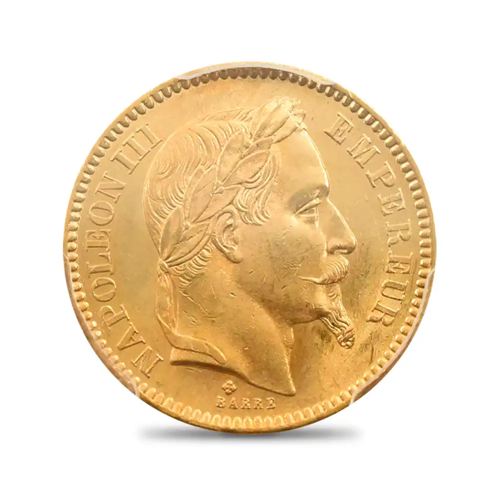 アンティークコイン3：4358 フランス 1865BB ナポレオン3世 20フラン金貨 PCGS MS64