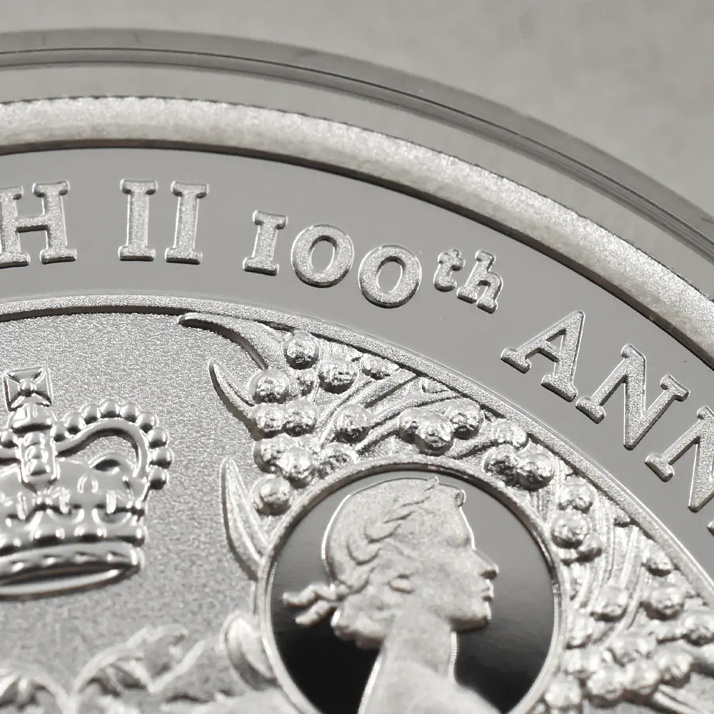 モダンコイン7：7037 オーストラリア 2026 チャールズ3世 エリザベス2世生誕100周年記念 1ドル1オンス プルーフ銀貨 未鑑定 箱付き