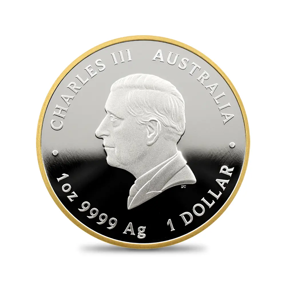モダンコイン3:7038 オーストラリア 2026 チャールズ3世 エリザベス2世生誕100周年記念 1ドル1オンス プルーフ銀貨 金メッキ付 未鑑定 箱付き