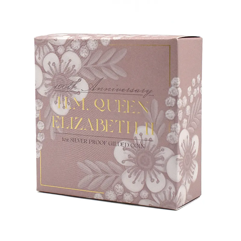 モダンコイン4:7038 オーストラリア 2026 チャールズ3世 エリザベス2世生誕100周年記念 1ドル1オンス プルーフ銀貨 金メッキ付 未鑑定 箱付き
