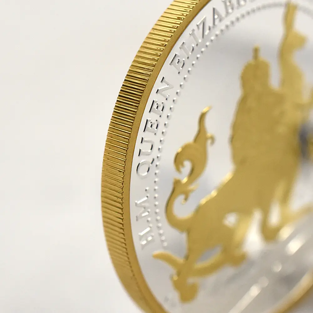 モダンコイン13:7038 オーストラリア 2026 チャールズ3世 エリザベス2世生誕100周年記念 1ドル1オンス プルーフ銀貨 金メッキ付 未鑑定 箱付き