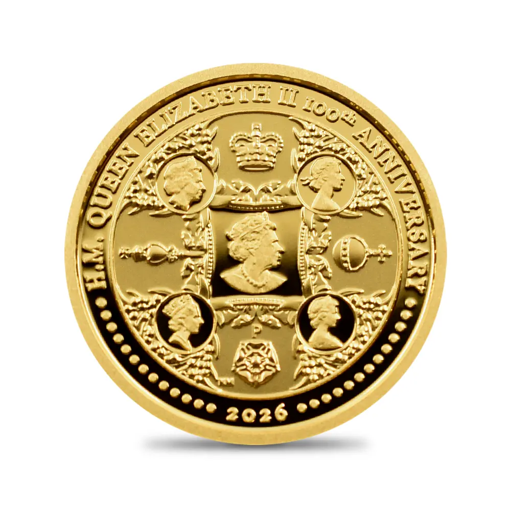 モダンコイン2:7039 オーストラリア 2026 チャールズ3世 エリザベス2世生誕100周年記念 25ドル1/4オンス プルーフ金貨 未鑑定 箱付き