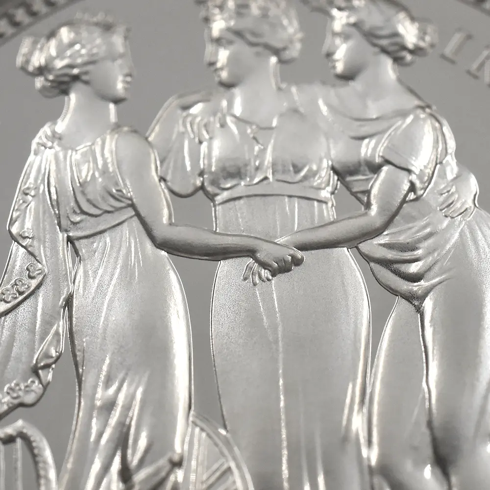 モダンコイン6：7065 イギリス 2020 エリザベス2世 スリーグレーセス 5ポンド2オンス銀貨 ファーストリリース NGC PF70UC