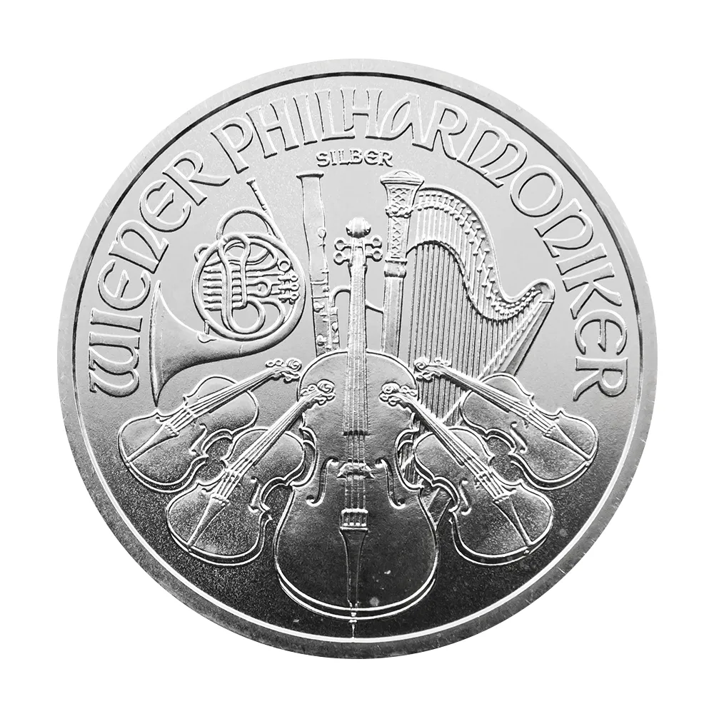 地金型2：7066 オーストリア 2009 ウィーンフィル 1.5ユーロ 1オンス 銀貨 【5枚】 (コインケース付き)
