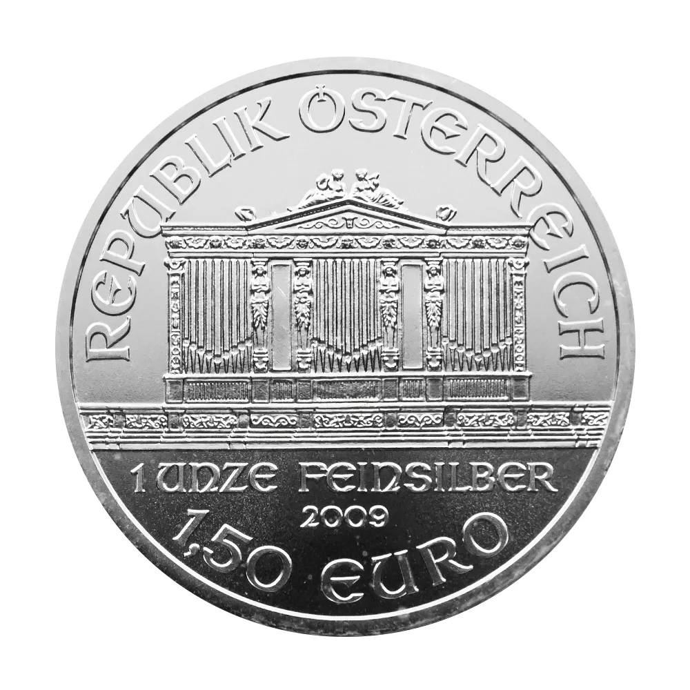 地金型3:7067 オーストリア 2009 ウィーンフィル 1.5ユーロ 1オンス 銀貨 【20枚】